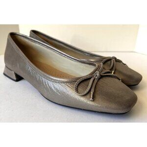 Clarks UBREE15 Step Shoes Womens 7M Metallic Silver Leather Ballet Flats Bow